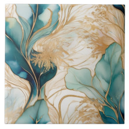 Azulejo De Cerâmica Tinta de álcool Abstrato única com limites de Ouro