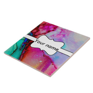 Azulejo De Cerâmica Tinta verde roxa vermelha