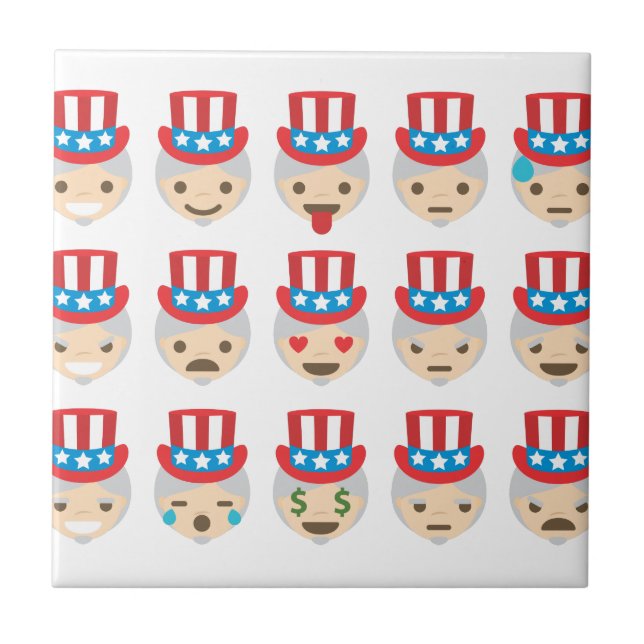 Azulejo De Cerâmica tio sam emoji (Frente)