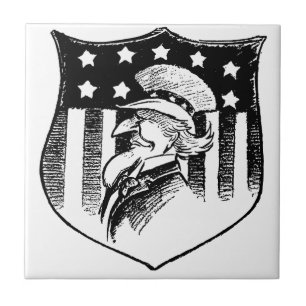 Azulejo De Cerâmica Tio Sam Patriótico Vintage e Bandeira Americana