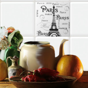 Azulejo De Cerâmica Tipografia Calliografia Paris França Torre Eiffel