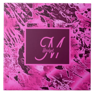 Azulejo De Cerâmica Tipografia do Monograma, Cor-de-rosa, cor-de-rosa,