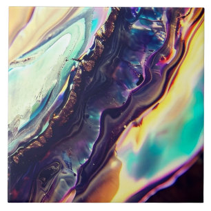 Azulejo De Cerâmica Tiras de giro multicolores do Rock Igneous