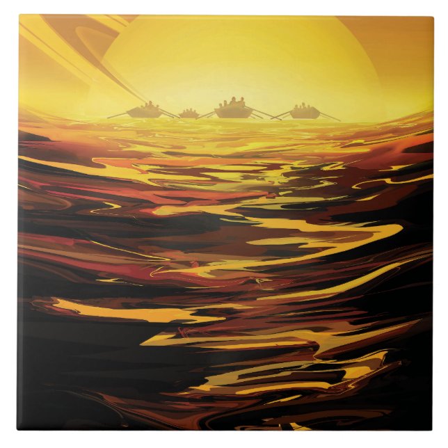 Azulejo De Cerâmica Titã maior lua do planeta Saturno (Frente)