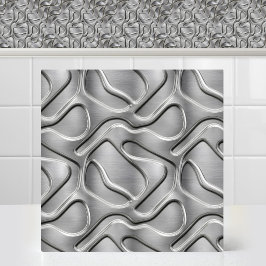 Azulejo De Cerâmica Titânio Brushedado com Padrão Curvo Moderno em Met