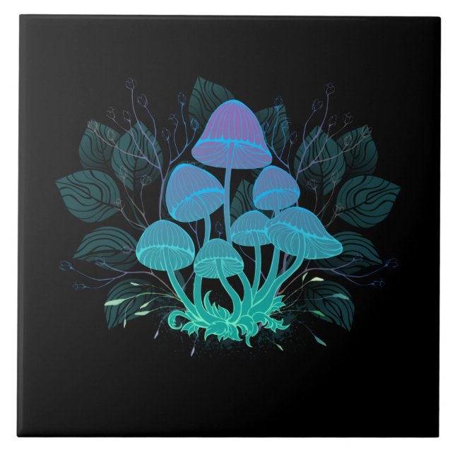 Azulejo De Cerâmica Toadstools em arbustos (Frente)