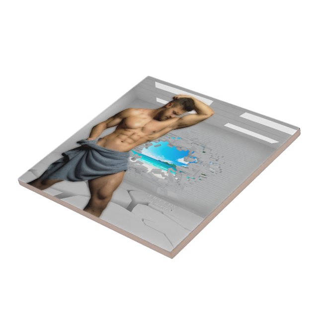 Azulejo De Cerâmica Toalha de Homem de SlipperyJoe quebrada parede bra (Lateral)