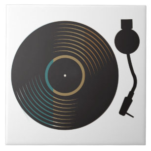 Azulejo De Cerâmica Toca-Discos de Vinil Vintage Minimalista Música
