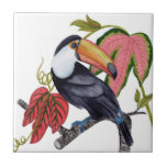 Azulejo De Cerâmica Toco Toucan<br><div class="desc">Toco Toucan I de Melissa Wang. Um tucano solteiro é empoleirado num galho com folhas tropicais. | 164390Z</div>