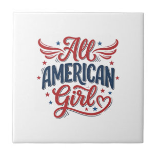 Azulejo De Cerâmica Toda Garota Americana Desenho Vetorial Vintage Pat