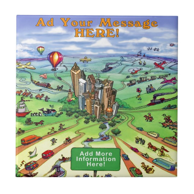 Azulejo De Cerâmica Todas as estradas levam a Atlanta Georgia (Frente)