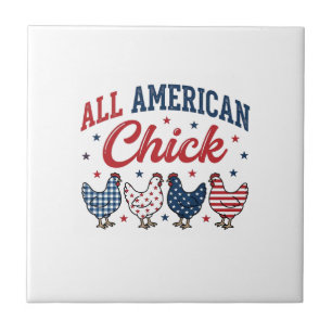 Azulejo De Cerâmica Todas As Galinhas Patrióticas Americanas Camisa De