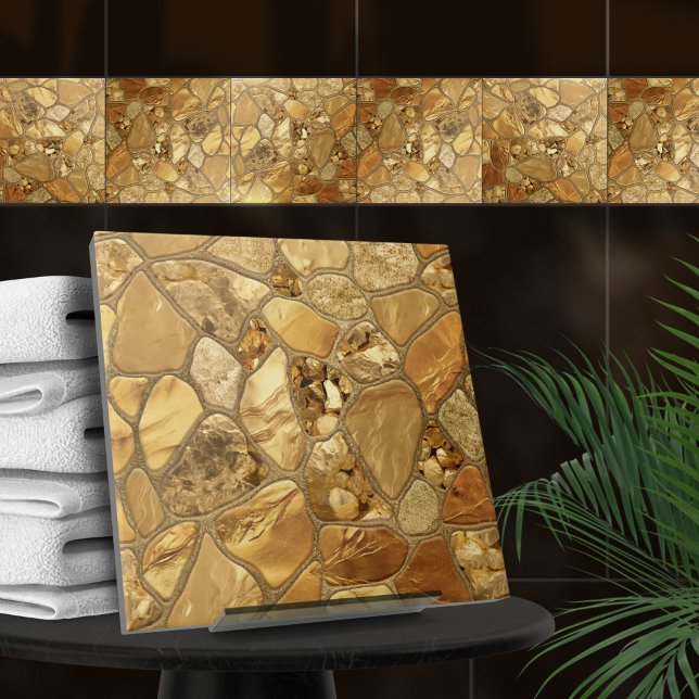 Azulejo De Cerâmica Todo aquele Dourado mosaico de pebbles voronoi N1 (Criador carregado)