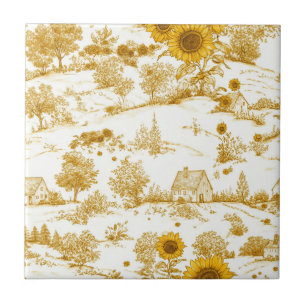 Azulejo De Cerâmica Toile de Campo de Girassóis Cottagecore (2)