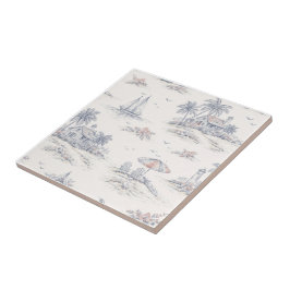 Azulejo De Cerâmica Toile de Jouy Azul Costeira