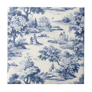 Azulejo De Cerâmica Toile de jouy, azul e branco, porcelana,