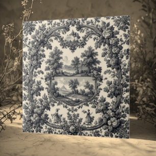 Azulejo De Cerâmica Toile De Jouy Campo Motivo Floral Monocromático 