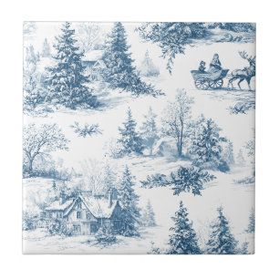Azulejo De Cerâmica Toile de Jouy de Inverno Vintage - Natal Clássico