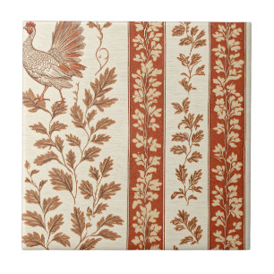 Azulejo De Cerâmica Toile de Jouy Floral com Galo Vintage (8)