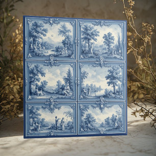 Azulejo De Cerâmica Toile De Jouy Pastoral Cenário Rural Vintage