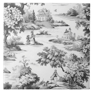 Azulejo De Cerâmica Toile de jouy, preto e branco, porcelana,