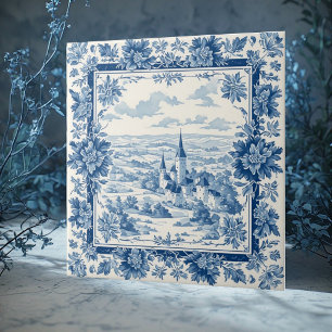 Azulejo De Cerâmica Toile De Jouy Rústica Francesa Têxtil Floral Vinta