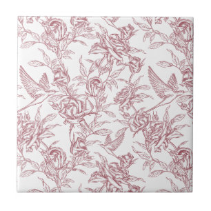 Azulejo De Cerâmica Toile de Jouy Vermelha