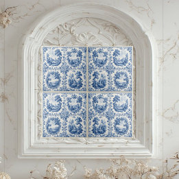 Azulejo De Cerâmica Toile De Juoy Pastoral Rústico País Azul Francês