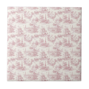 Azulejo De Cerâmica Toile Francês Rosa Romântico Padrão Campo (3)