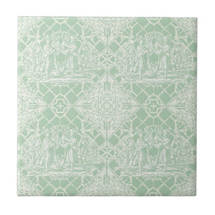 Azulejo De Cerâmica Toile Vintage Sage com Figuras Clássicas