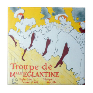 Azulejo De Cerâmica Tolouse Lautrec Dancing Girls Yellow