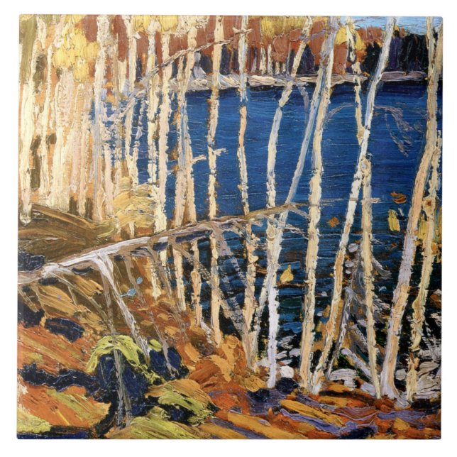 Azulejo De Cerâmica Tom Thomson pintura, Blue Lake, (Frente)