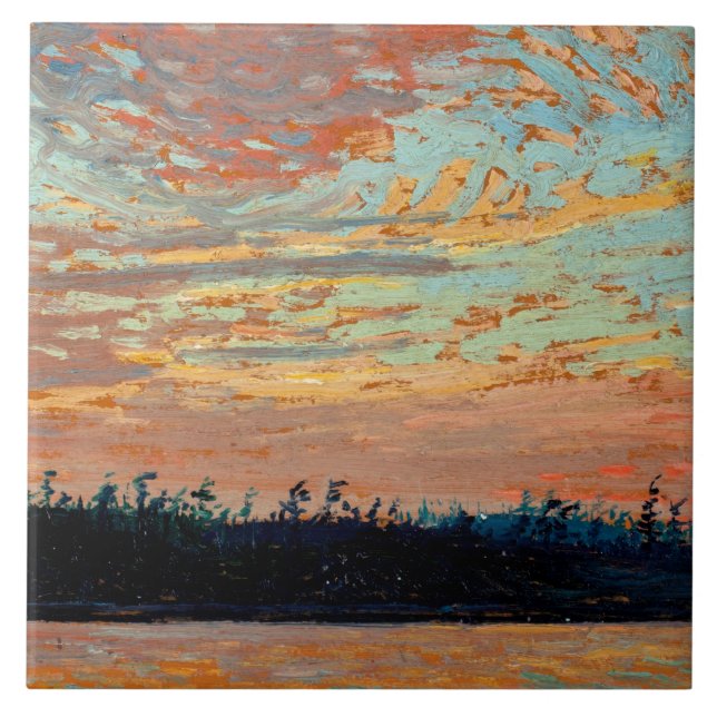 Azulejo De Cerâmica Tom Thomson - Sunset Sky, (Frente)