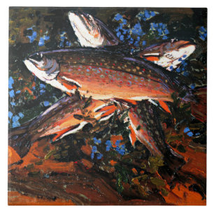 Azulejo De Cerâmica Tom Thomson - Três Trutas