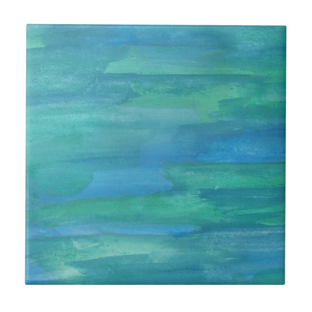 Azulejo De Cerâmica Tons da Terra Azul e Verde (Frente)