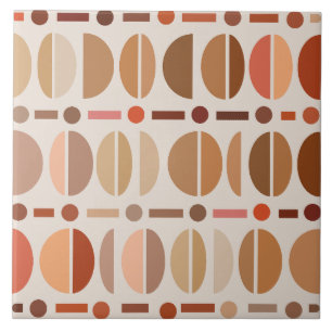 Azulejo De Cerâmica Tons da Terra Clara do Padrão Boho Retro Bowls