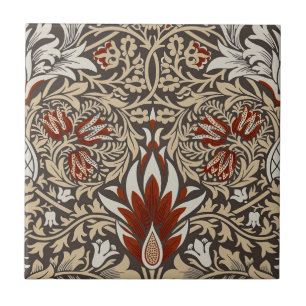 Azulejo De Cerâmica Tons da Terra Clássica Floral Morris Snakeshead