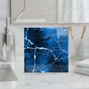 Azulejo De Cerâmica Tons de Joia Mármore Abstrato Azul Safira D1288