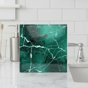 Azulejo De Cerâmica Tons de Joia Mármore Abstrato Esmeralda Verde ID12