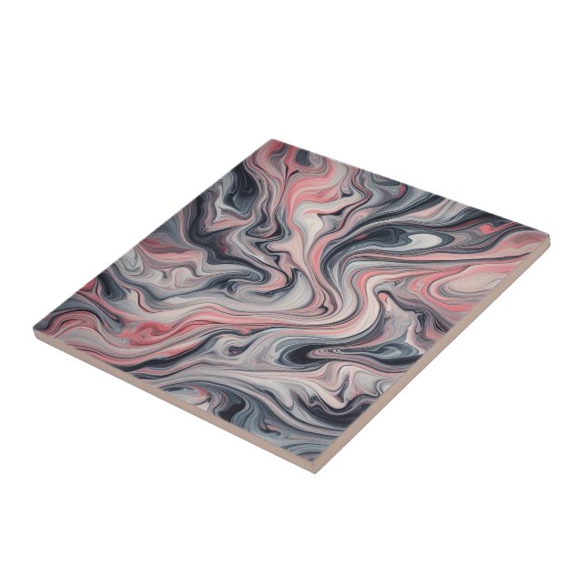 Azulejo De Cerâmica Tons Giratórios de Rosa, Cinza e Branco (Lateral)