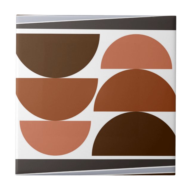 Azulejo De Cerâmica Tons quentes de semicírculo de Meio século moderno (Frente)