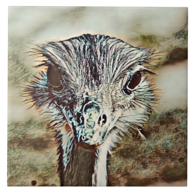 Azulejo De Cerâmica toony ostrich (Frente)
