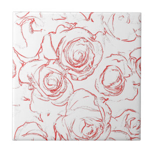 Azulejo De Cerâmica Tópicos do Rosa vermelha