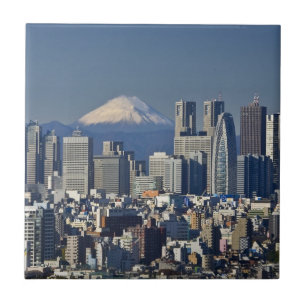 Azulejo De Cerâmica Tóquio, panorama do distrito de Shinjuku, Monte Fu