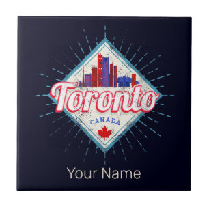 Azulejo De Cerâmica Toronto Skyline Ontario Retro Canada Vintage