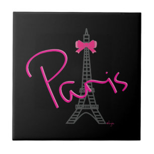 Azulejo De Cerâmica Torre Eiffel de Paris com arco rosa