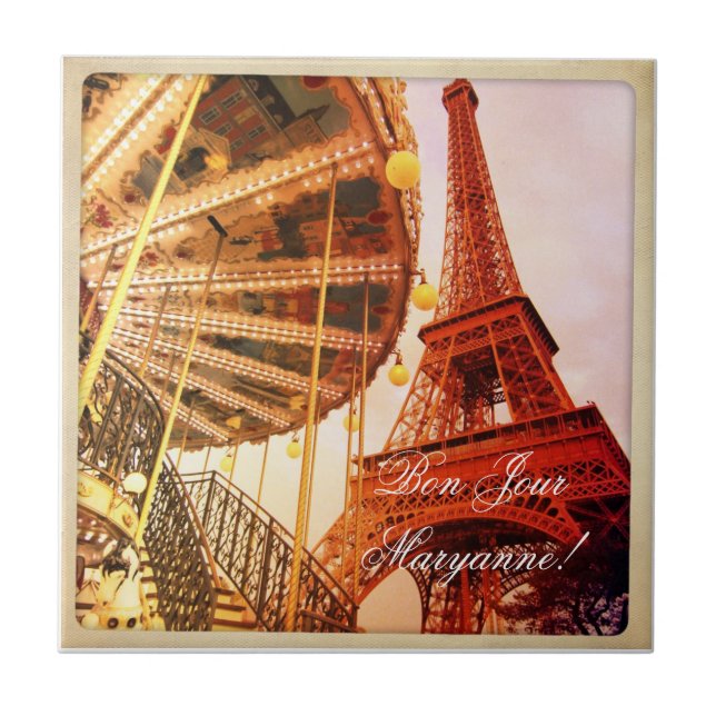 Azulejo De Cerâmica Torre Eiffel e Carrousel (Frente)