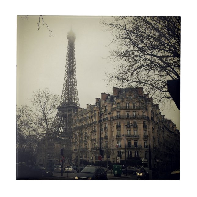 Azulejo De Cerâmica Torre Eiffel Paris Cidade Edifício Arquitetura (Frente)