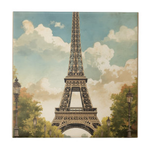 Azulejo De Cerâmica Torre Eiffel Paris Viagem Estilo Vintage Arte Retr