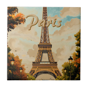 Azulejo De Cerâmica Torre Eiffel Paris Viagem Estilo Vintage Arte Retr